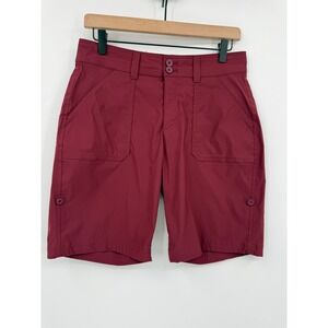 Eddie Bauer Shorts Womens 6 Red Maroon Bermuda Rolled Hem Hiking Outdoor